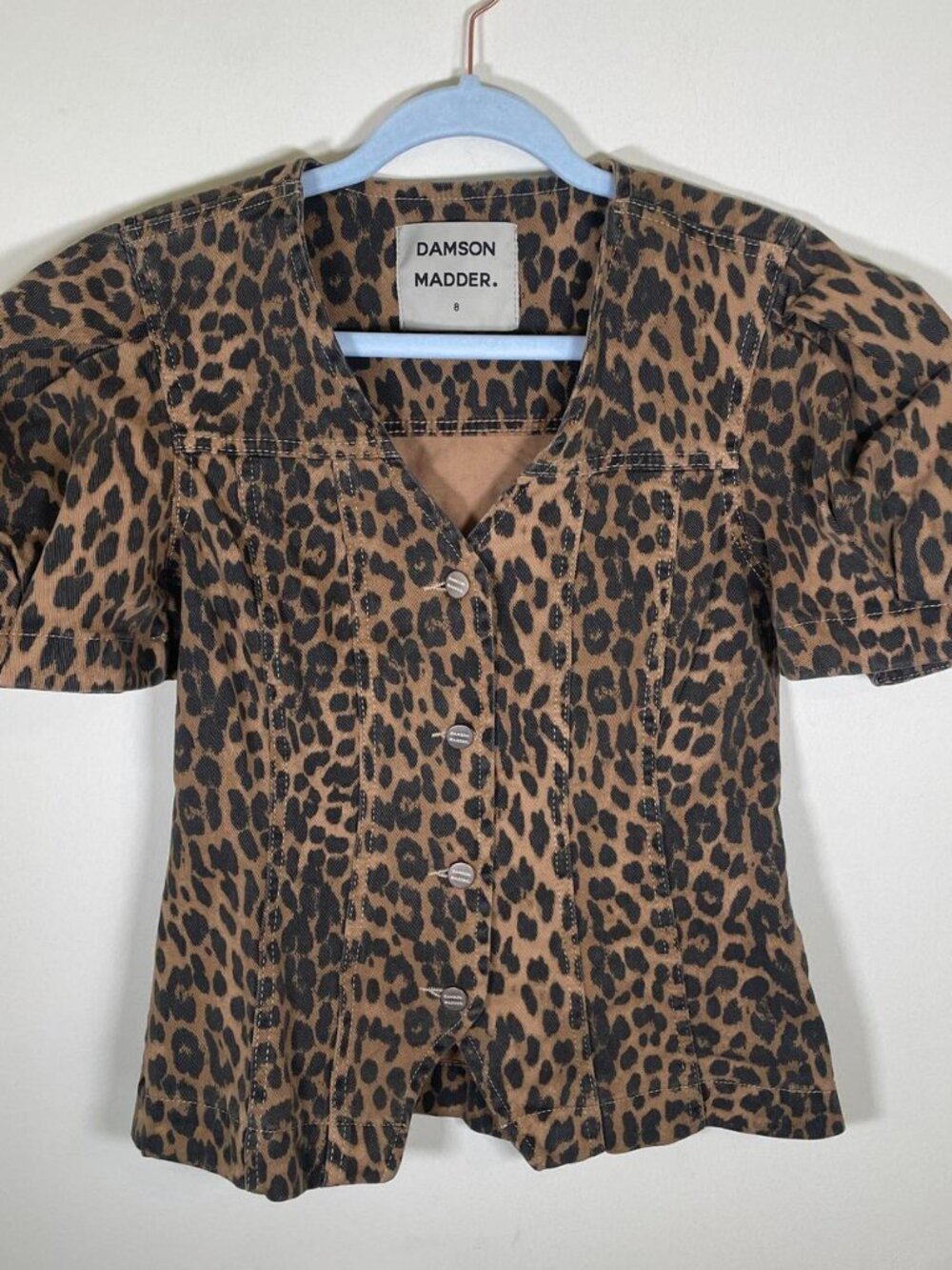 Damson Madder Shell Denim Top in Leopard Print